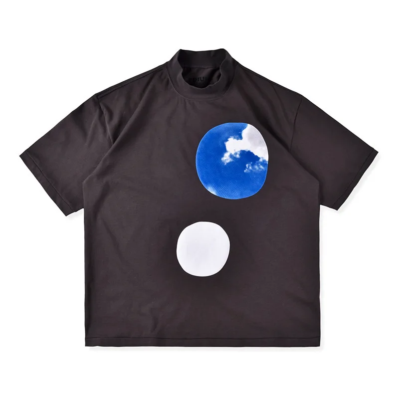 

Kanye West Jesus is king album limited high collar three dimensional printing short sleeve T-shirt