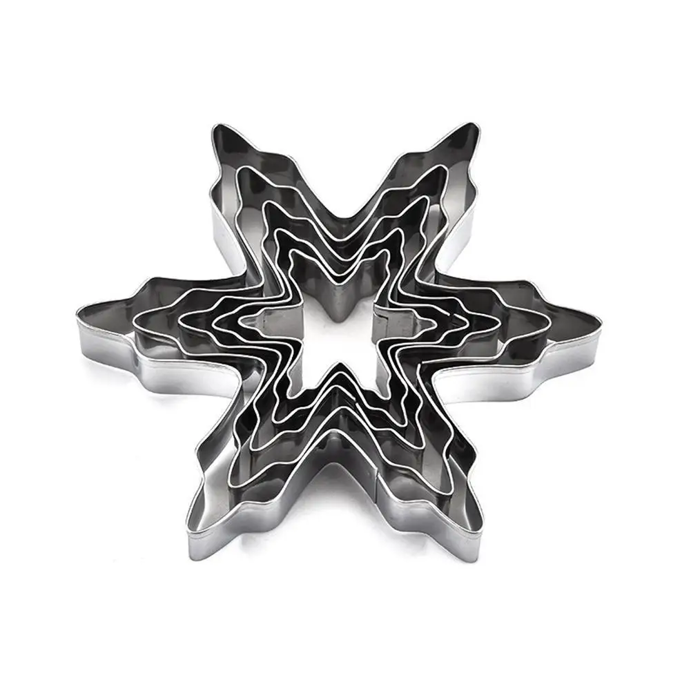 

5pcs Christmas Snowflake Molds Steel Cookie Cutters Cake Biscuit Moulds Fondant Icing Mold Christmas Baking Mold
