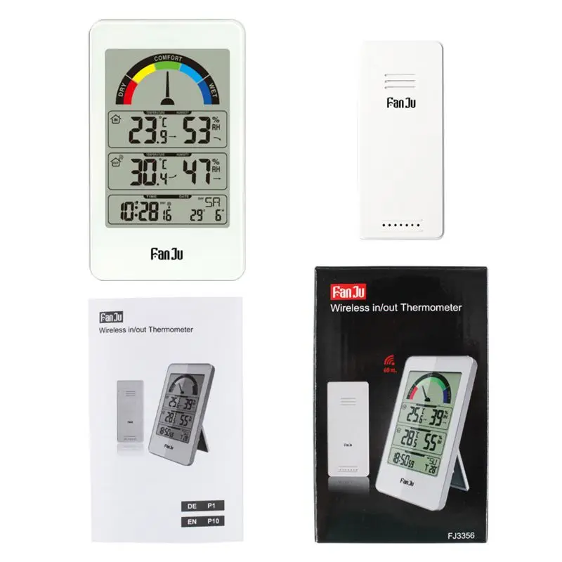 

Digital Thermometer Hygrometer Weather Station Wall Clock Wireless Sensor Alarm