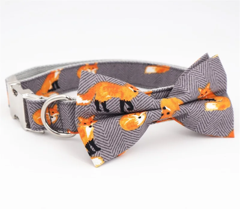 collar bow Лиса шаблон ошейник с галстук для собаки галстук, металлическая пряжка большая и маленькая собака и кошка аксессуары для ошейника питомца - Цвет: collar bow