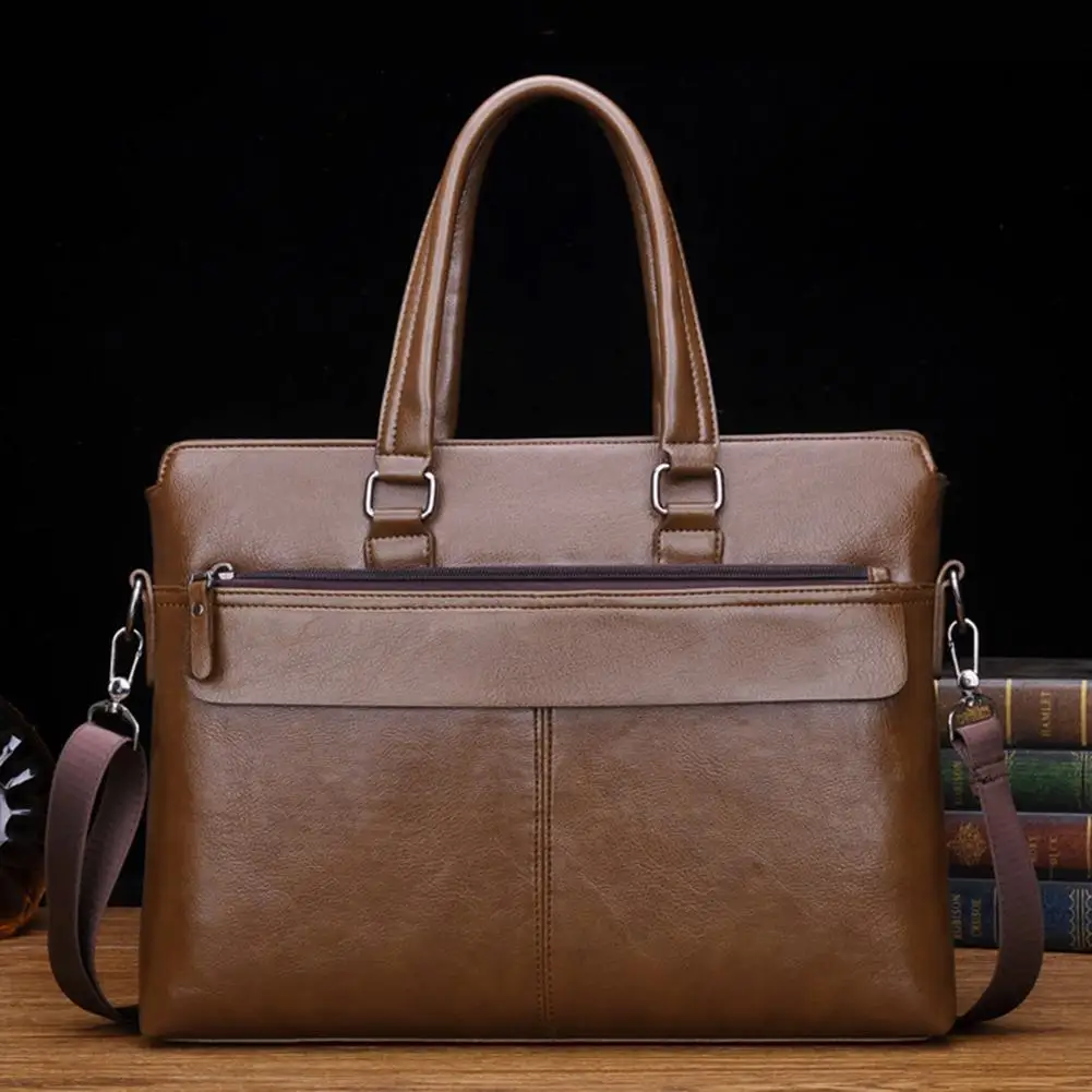 Мужские сумки деловой однотонный портфель из искусственной кожи сумка через