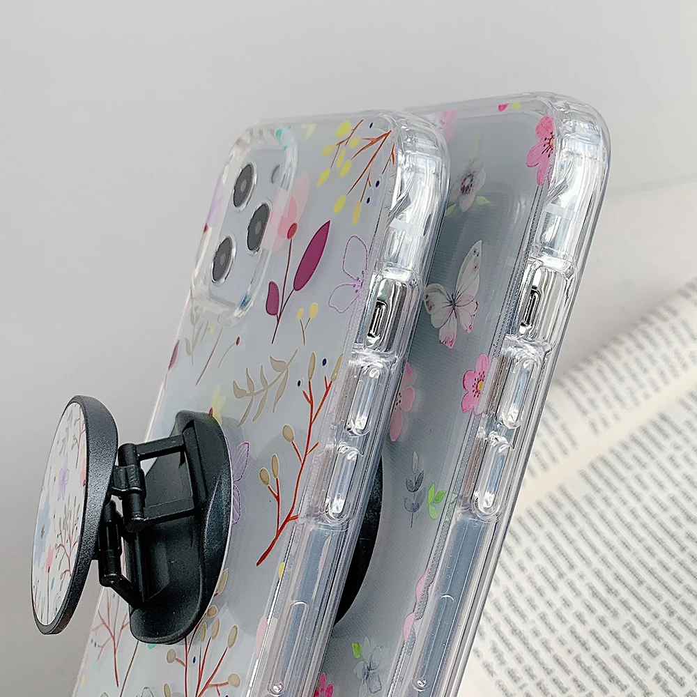 

Vintage Banana Leaf Flower Clear Phone Case For Huawei P40 Pro P30 Lite P20 Lite Flexible Folded Stand Soft Back Cover