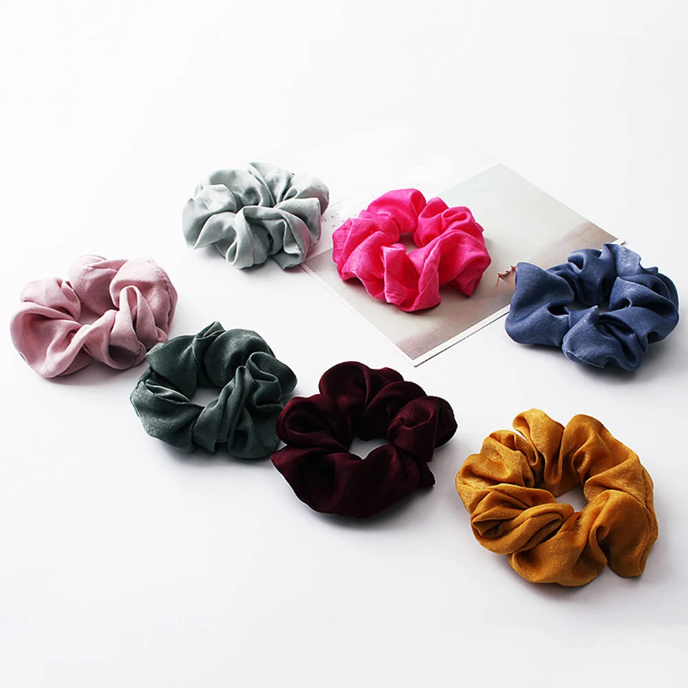 

Women Silk Scrunchie Elastic Handmade Multicolor Hair Band Ponytail Holder Headband Hair Accessories