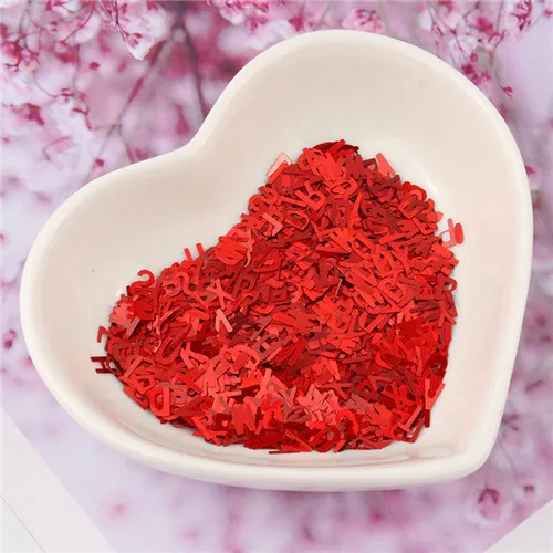 Solid red Ультратонкие 4 мм буквы формы блестки 3D ногтей блестки лазерные серебряные Eo-Friendly блестка из ПЭТ лак для ногтей материал 8 г - Цвет: Solid red