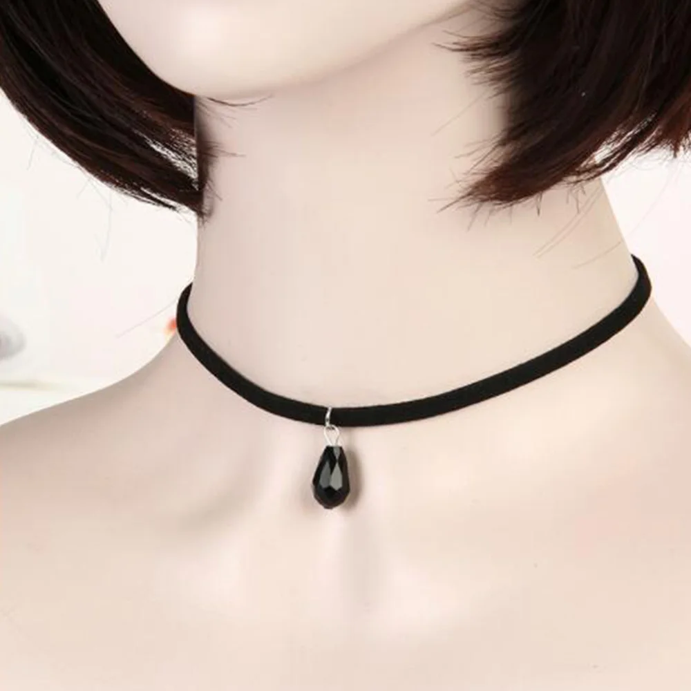 Женский Бархатный чокер ручной работы винтажное черное ожерелье в готическом