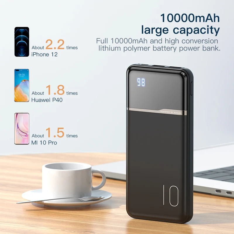 Внешний аккумулятор KUULAA на 10 000 мА · ч с USB-портами | Мобильные телефоны и