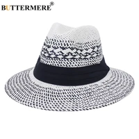 buttermere panama hat men sun hats for women black white patchwork handmade straw hat wide brim sombrero male female fedora cap