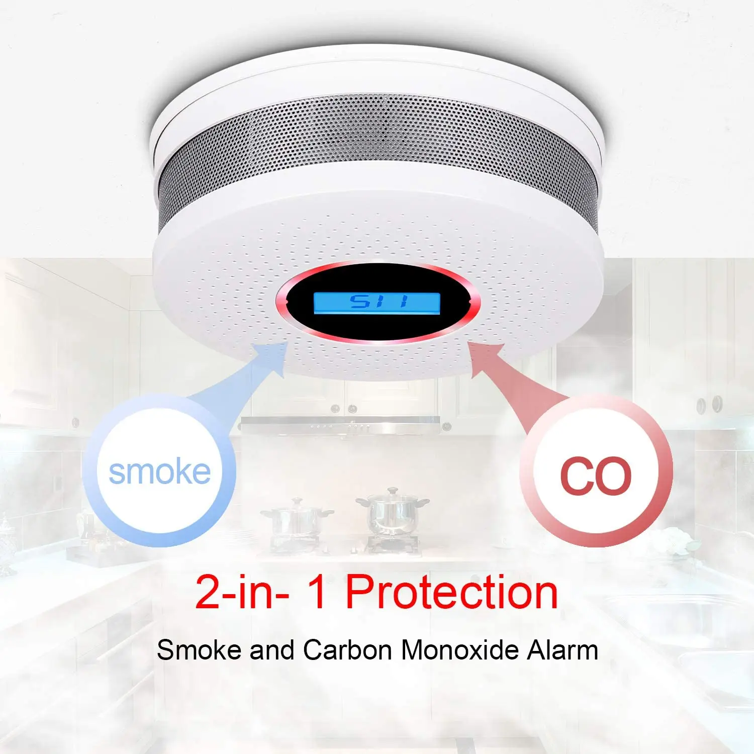 

Rilevatore di fumo Tuya Smart Wifi Sensore di allarme antincendio wireless Rilevatore di fumo per casa da ufficio