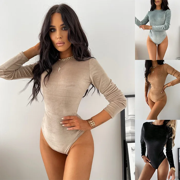 

2022 new style women's fall/winter long-sleeved sexy one-piece bodysuit, women's top