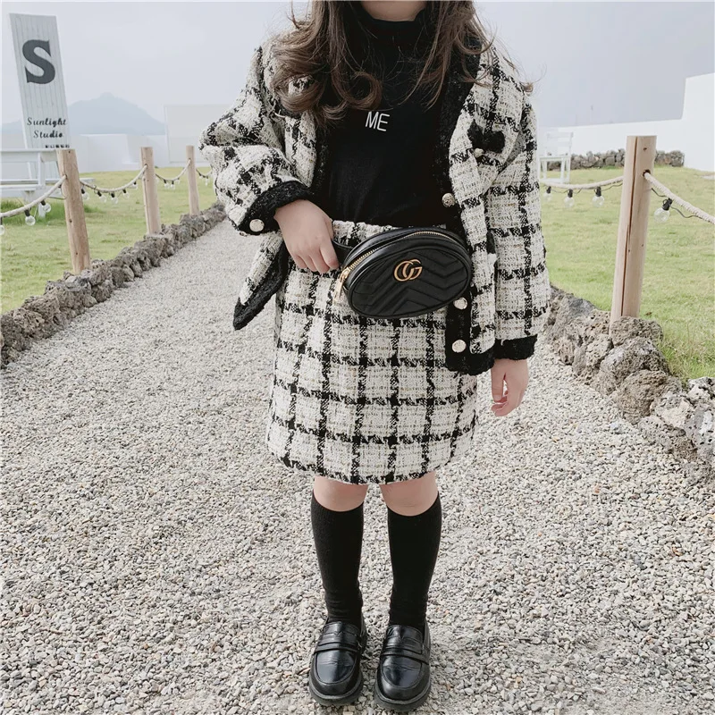 Весенне осенний комплект из 2 предметов для девочек Детское пальто + юбка Детский