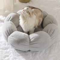 madden round cat bed mat flower shaped cat cushion nest bed for cats plush soft dog basket winter warm deep sleeping puppy beds