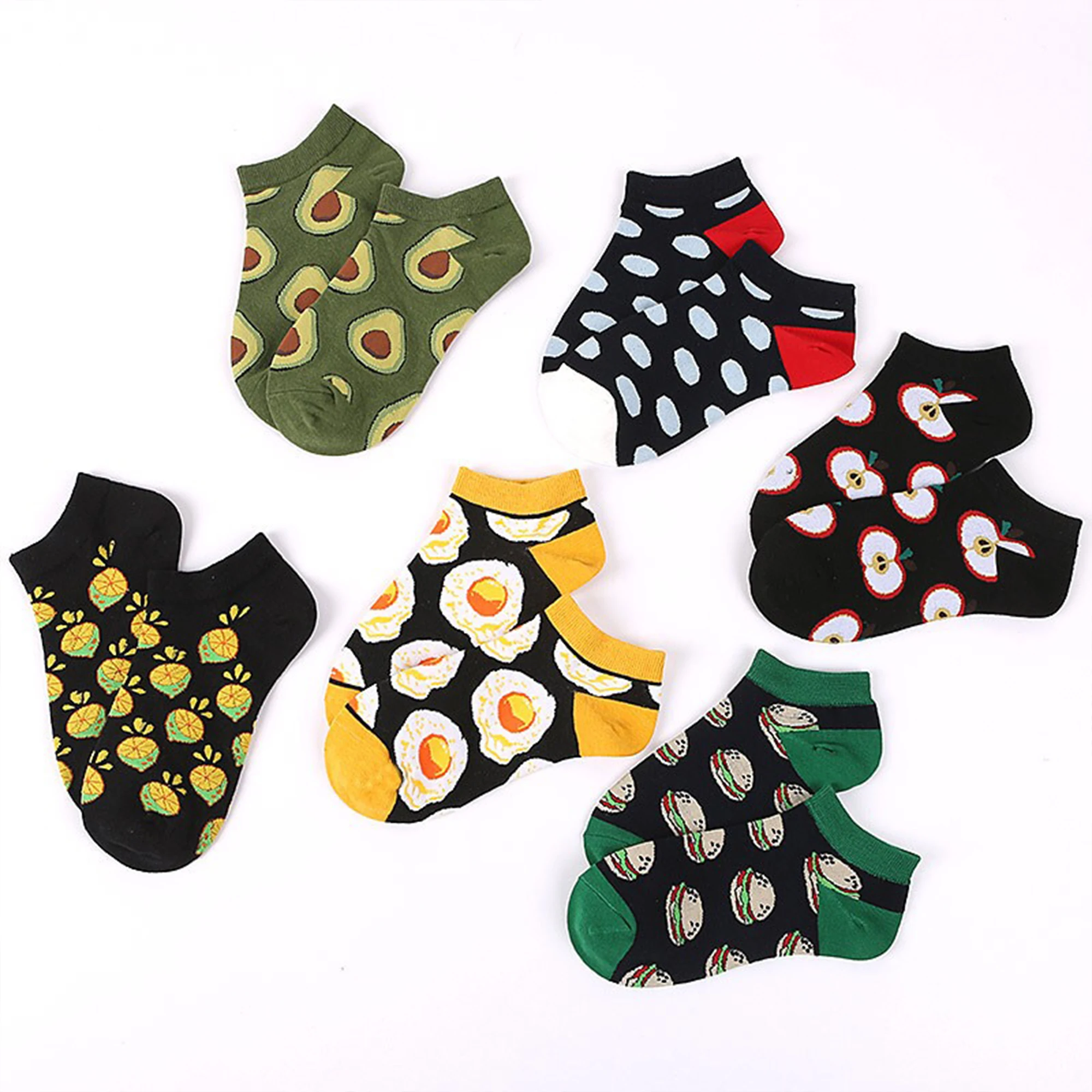 

Fashion Fruit Cotton Short Socks Women Spring Summer Omelette Burger Avocado Food Harajuku Cute Funny Ankle Socks Female