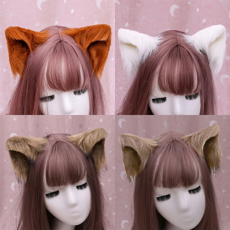 1 пара милые пушистые зверь уши Заколки для волос аниме Лолита волк кошка Косплэй