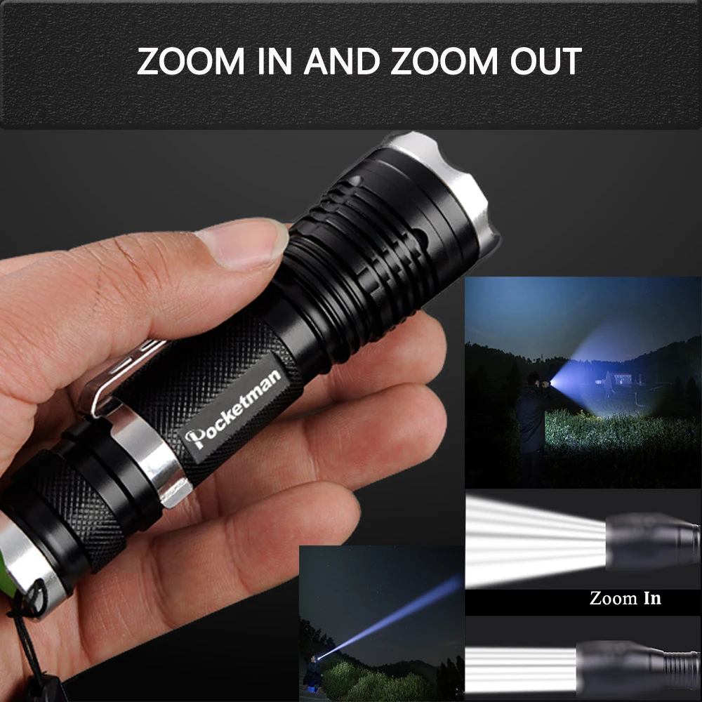 Super Bright Waterproof Most Powerful XML-T6 LED Flashlight Zoomable 5 modes torch 18650 Belt Clip Lantern z90 for outdoor FS | Освещение