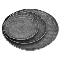 3pcs retro iron plate handcrafted round vintage antique wrought storage serving iron craft lace tray for home decor