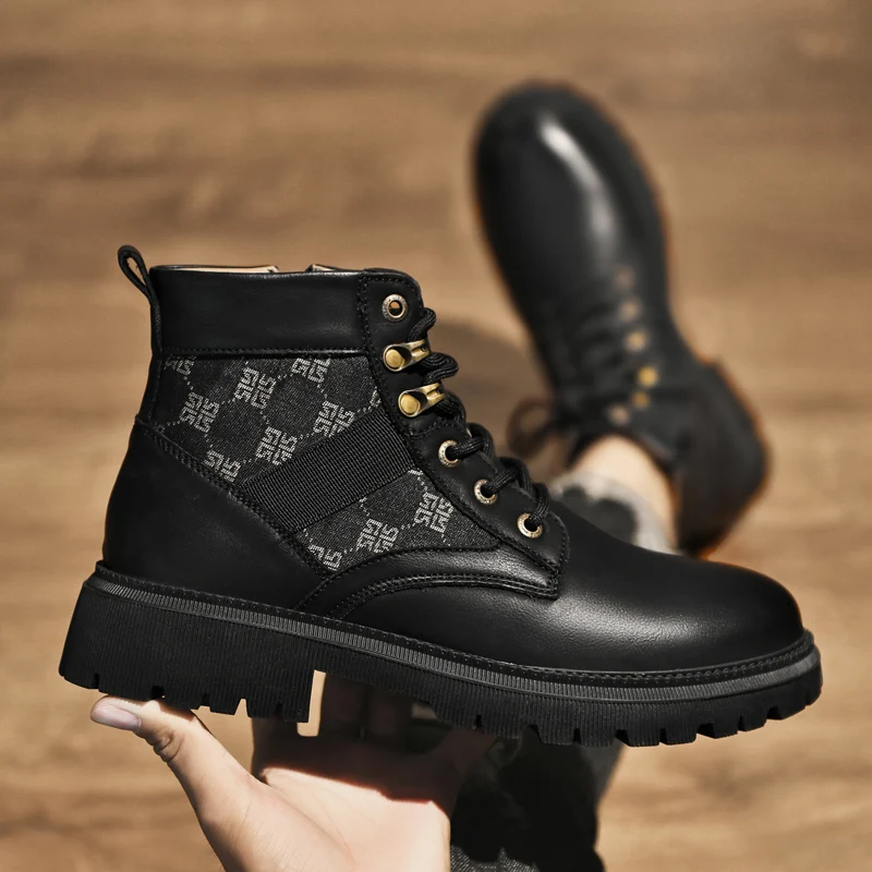 

Motocycle Boots Men Leather Autumn Winter Fashion Man Motorcycle Shoes Vintage Classic Male Winter Shoes Men Low