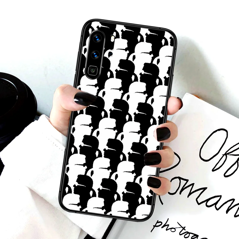 

Luxury Karls Fashion Cat Phone Case For Huawei P Mate Smart 10 20 30 40 Lite Z 2019 Pro black Back 3D Shell Pretty Etui Soft