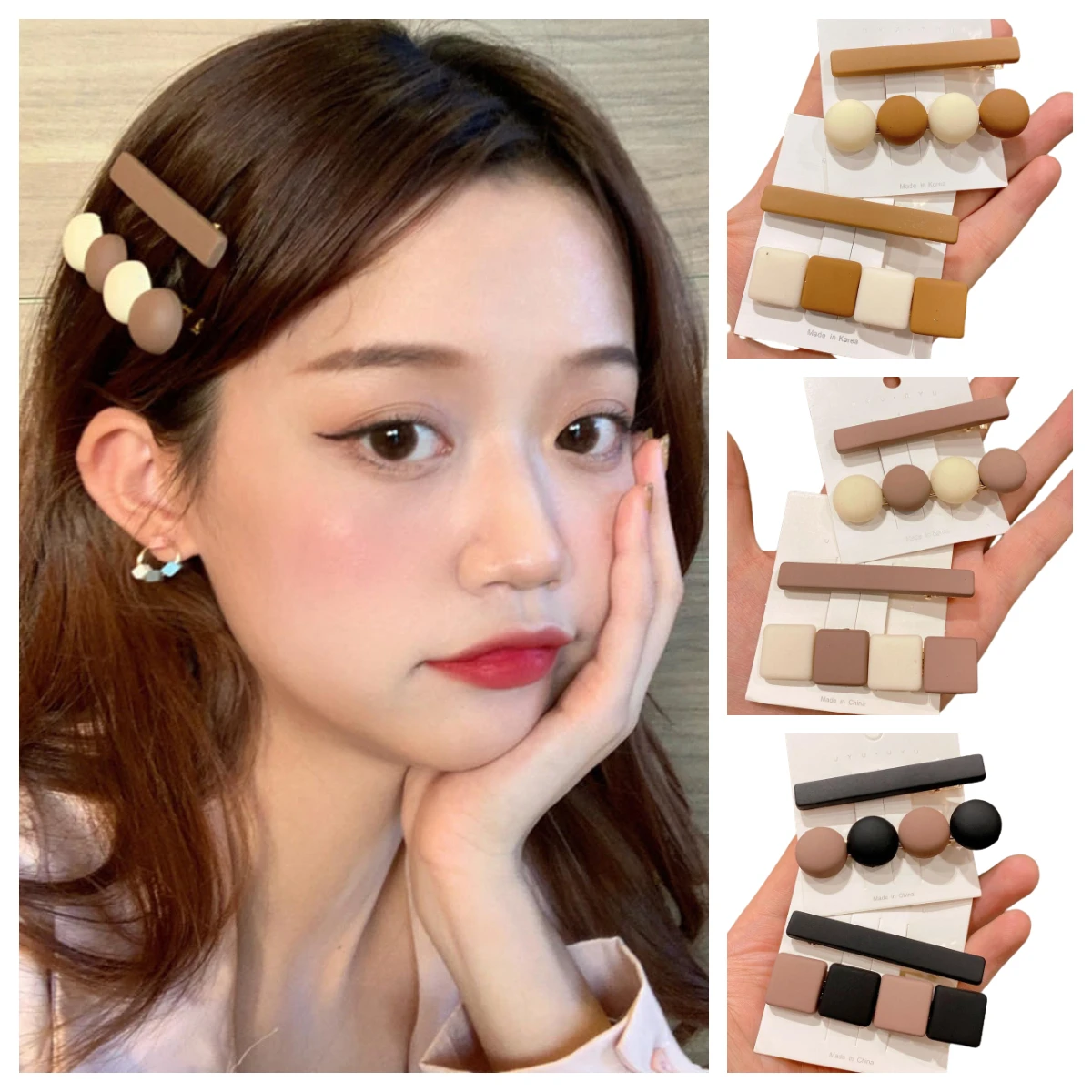 

2pcs/set Vintage Hair Clips Pin For Women Fashion Geometric Barrettes Headwear Girls Sweet Hairpins Chic Hair Accessories