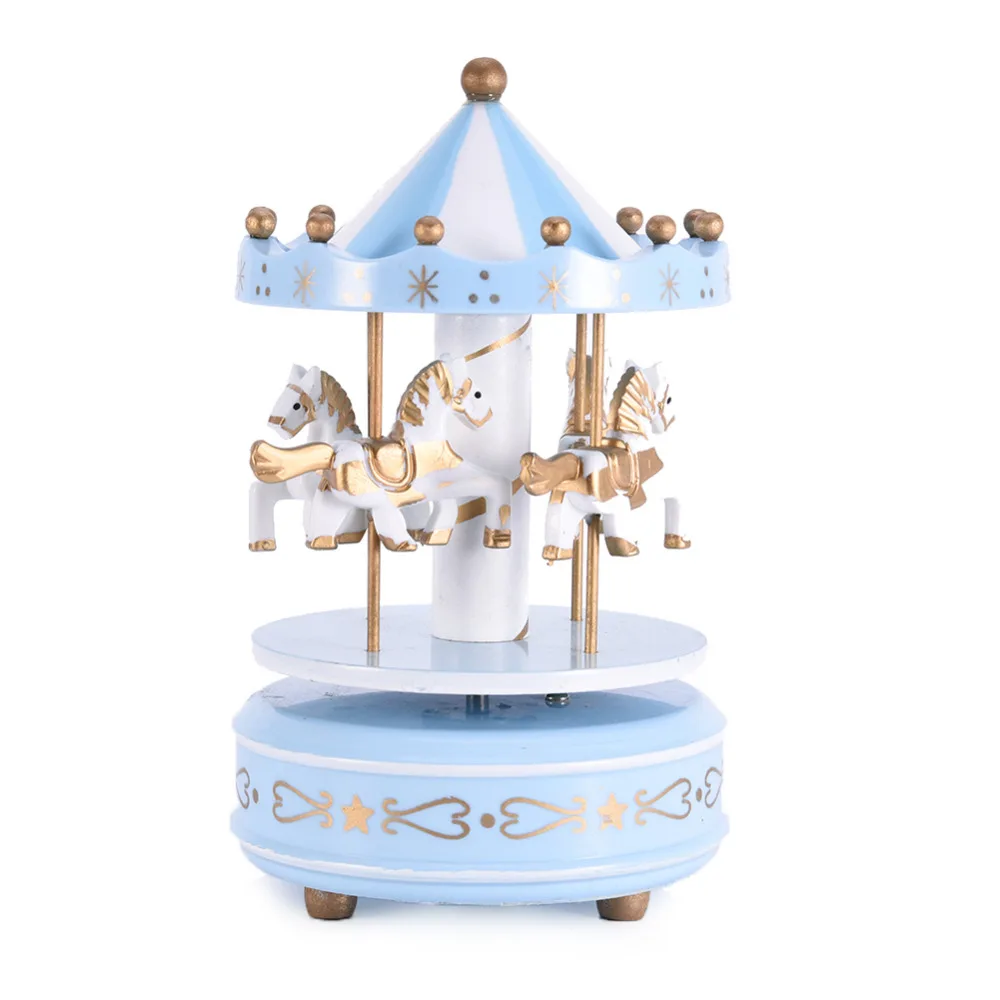 Музыкальная карусель коробки merry-go-круглая деревянная лошадь детская игрушка Геометрическая музыкальная комната украшения подарки унисекс Рождественская коробка для домашнего декора