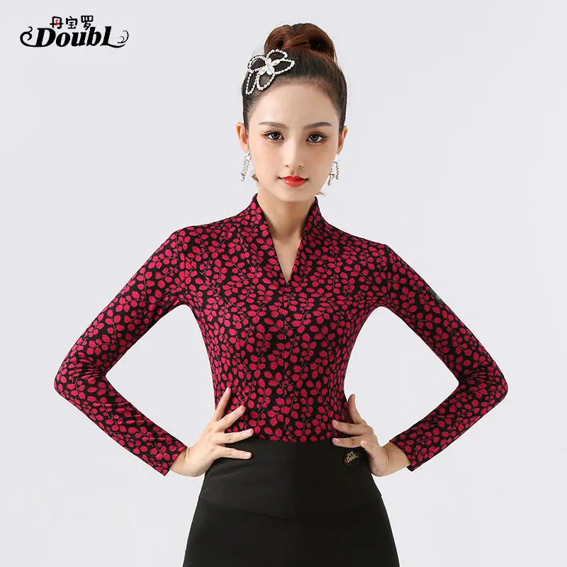 Топ для современных танцев DOUBL Женский с длинным рукавом и общественных chacha Румба