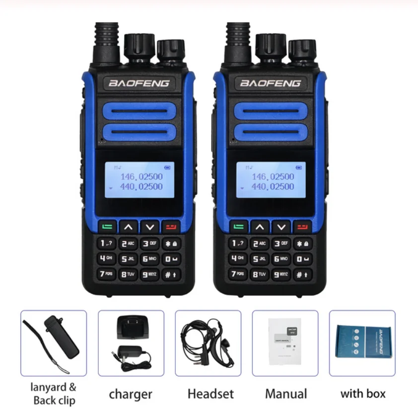 Рация BaoFeng BF H7 синяя радиостанция CB Двухдиапазонная приемопередатчик дальность