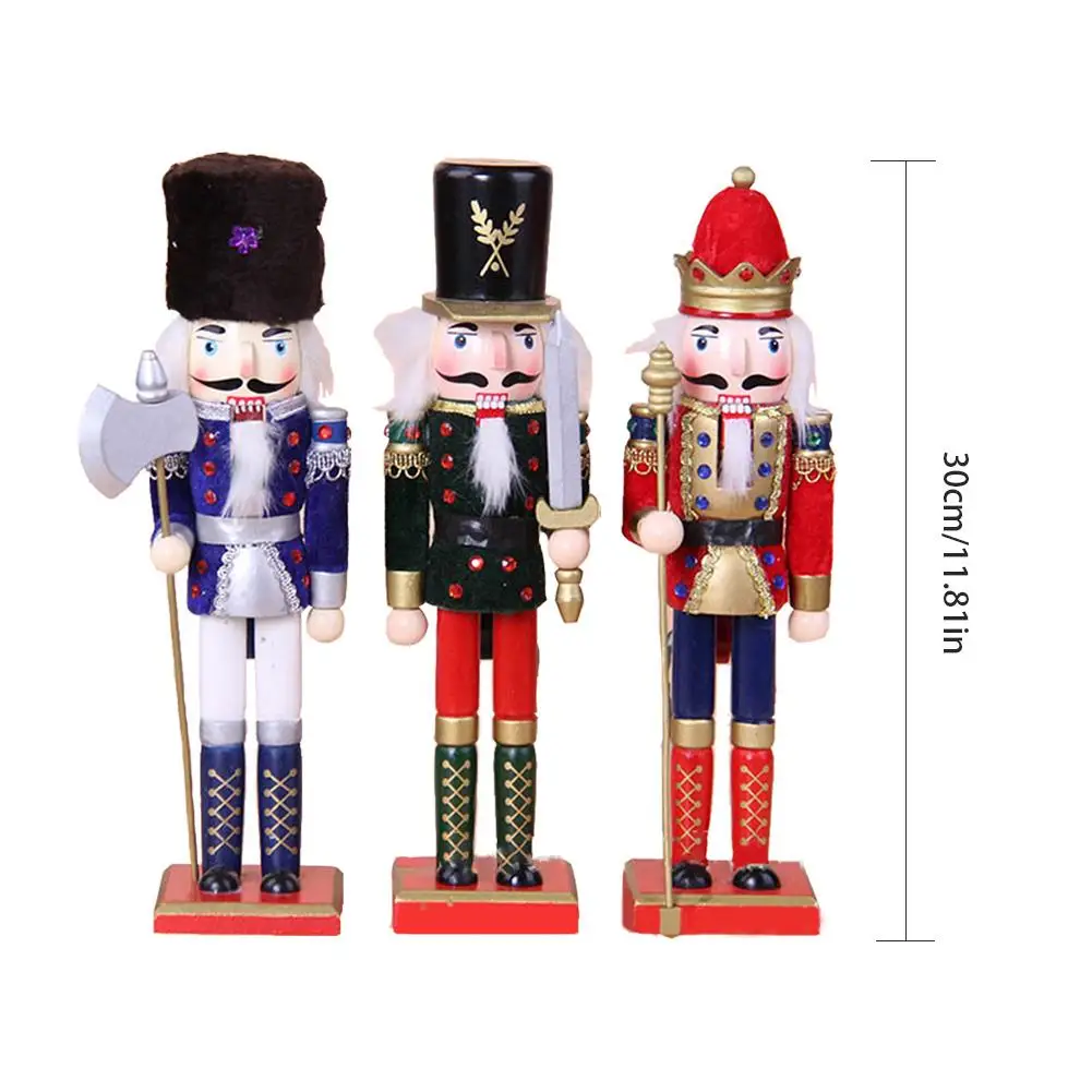 

3pcs/pack 30CM Christmas Ornaments Nutcracker Puppets Christmas Decoration Walnut Soldier Doll Pendants Ornaments for Xmas Tree