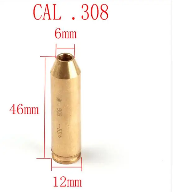 CAL308 Тактический красный лазерный латунный Boresight CAL Картридж Диаметр Sighter картридж 8 мм 9 мм. 308 6,5X55. 223. 38 7,62X54 охотничий прицел - Цвет: CAL308
