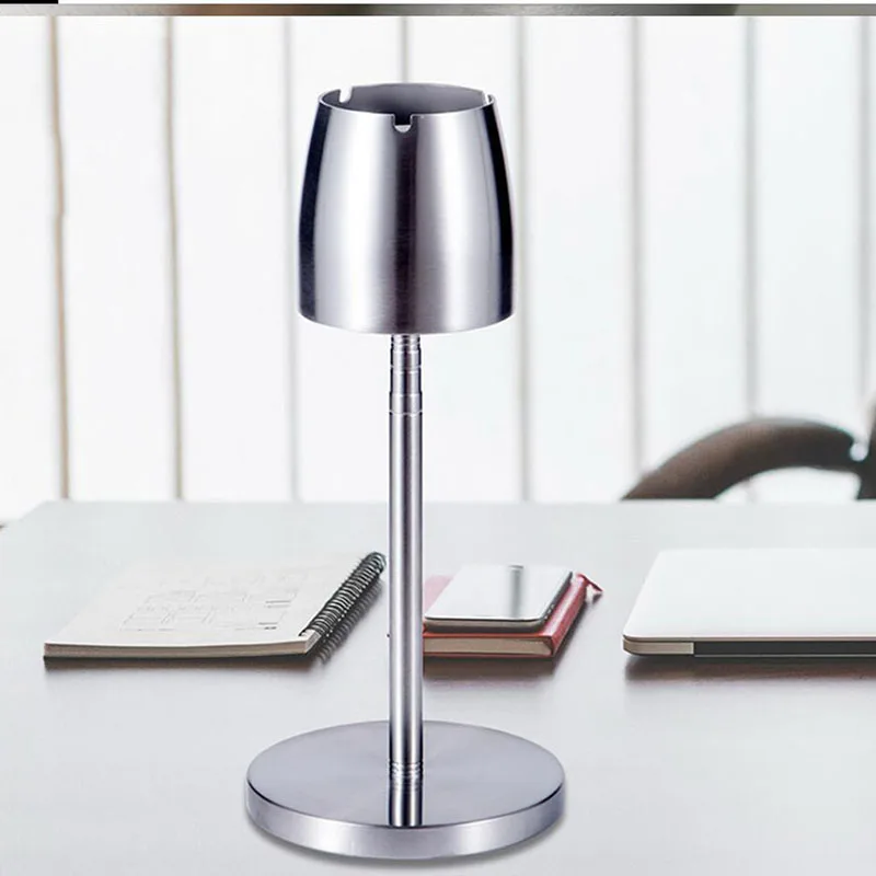 Серебряная Нержавеющая сталь телескопическая вращающаяся пепельница