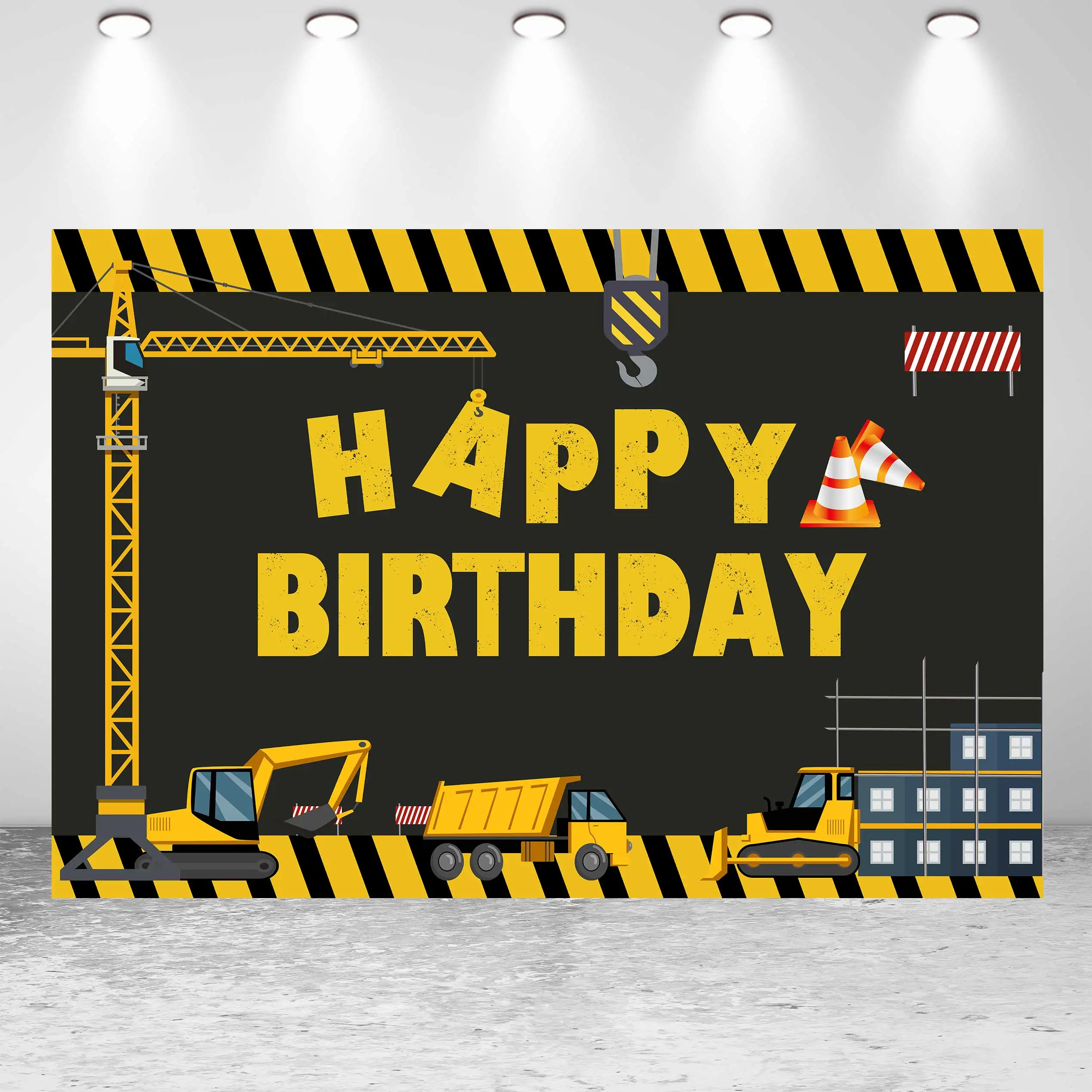 

Персонализированный крутой баннер Seekpro для дня рождения мальчика, фон для строительства, мультяшный экскаватор, Фотофон для фотостудии