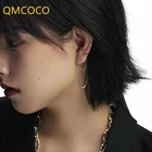 QMCOCO корейские нестандартные серьги цепи INS простой трендовый дизайн кисточка Двойная Цепочка для ушей серебряного цвета клипса для ушей для девочек