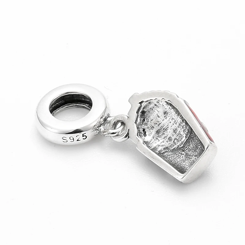 925 Sterling Silver Red Enamel Favorite fries Charm Pendnat Bead Jewelry making Fit Original LYNACCS Bracelet | Украшения и