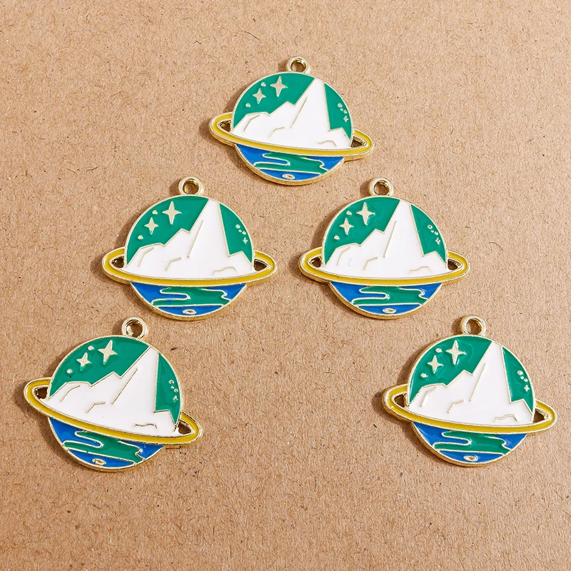 

10pcs 28*24mm Alloy Enamel Planet Star Charms for DIY Jewelry Making Necklaces Earrings Bracelets Pendants Handmade Crafts