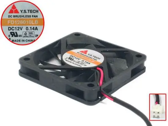 Вентилятор охлаждения сервера Y.S.TECH FD126010LB DC 12 В 0.14A 2-Wire 60x60x10 мм