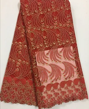 Желтые французские нигерийские кружева ткани высокого качества тюль