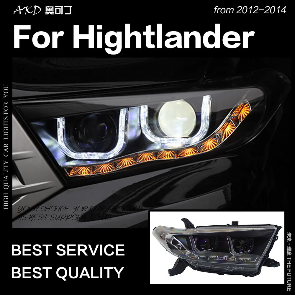 

AKD Car Styling for Toyota Highlander Headlights 2012-2014 Kluger LED Headlight DRL Hid Head Lamp Angel Eye Bi Xenon Accessories