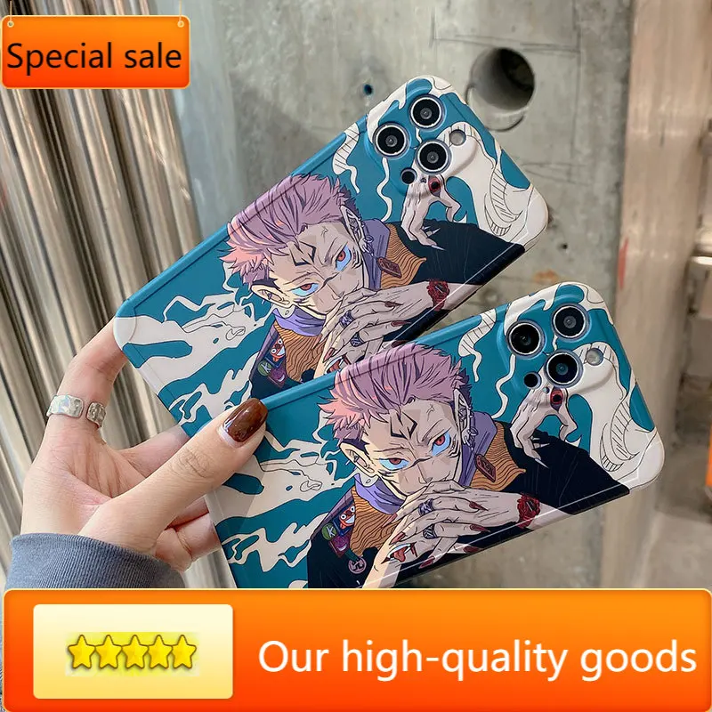 

Cartoon Anime Jujutsu Kaisen Yuji Itadori Fushiguro Megumi Phone Case For Iphone 12 11 Pro X Xs Max XR 7 8 Plus Cute Soft Cover