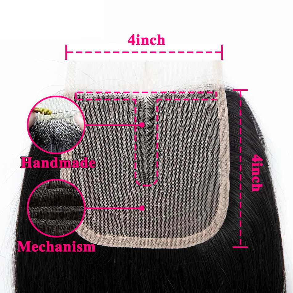 3 шт. пучки волнистых волос с закрытием бразильские натуральные черные