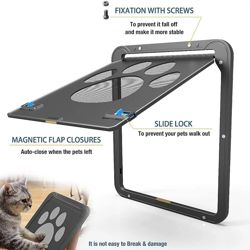 Дверь для домашних животных безопасная запирающаяся магнитная защита на