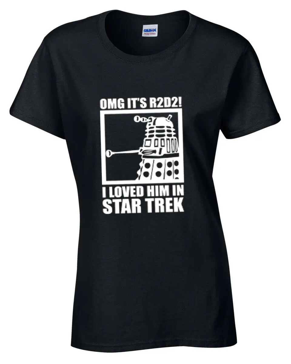 Omg R2 D2 я люблю его в Звездном треке женская футболка забавные R2D2 Sci Fi Dalek Wars|Мужские