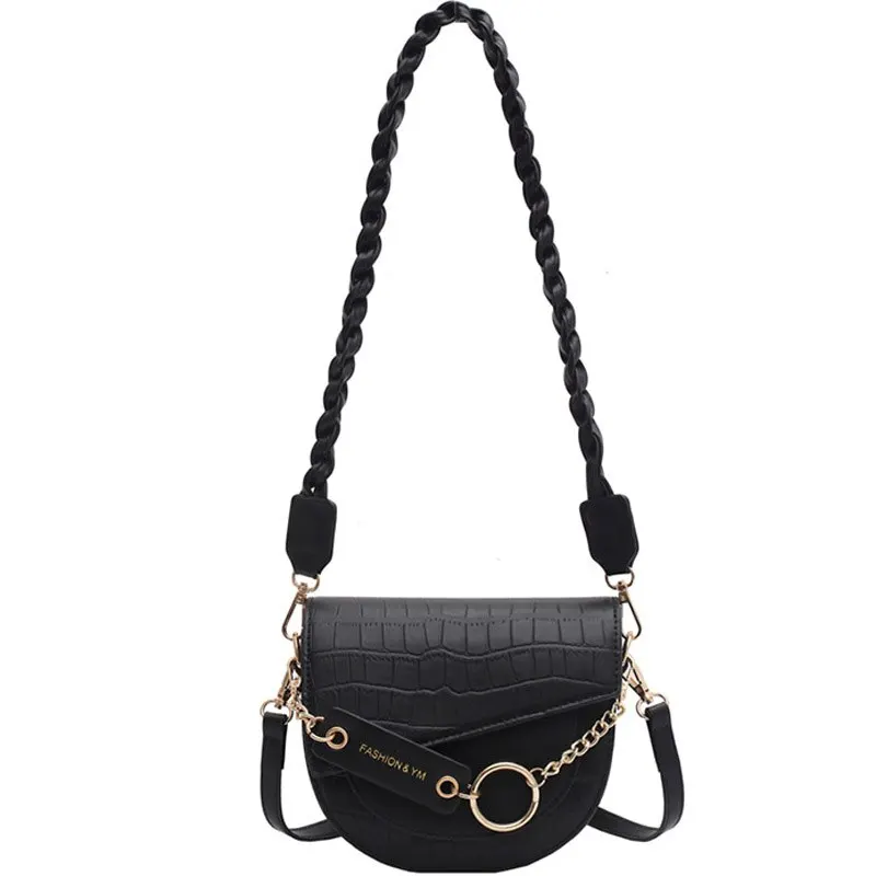 

Crocodile pattern Saddle bag 2020 Fashion New High quality PU Leather Women's Designer Handbag Vintage Shoulder Messenger Bag