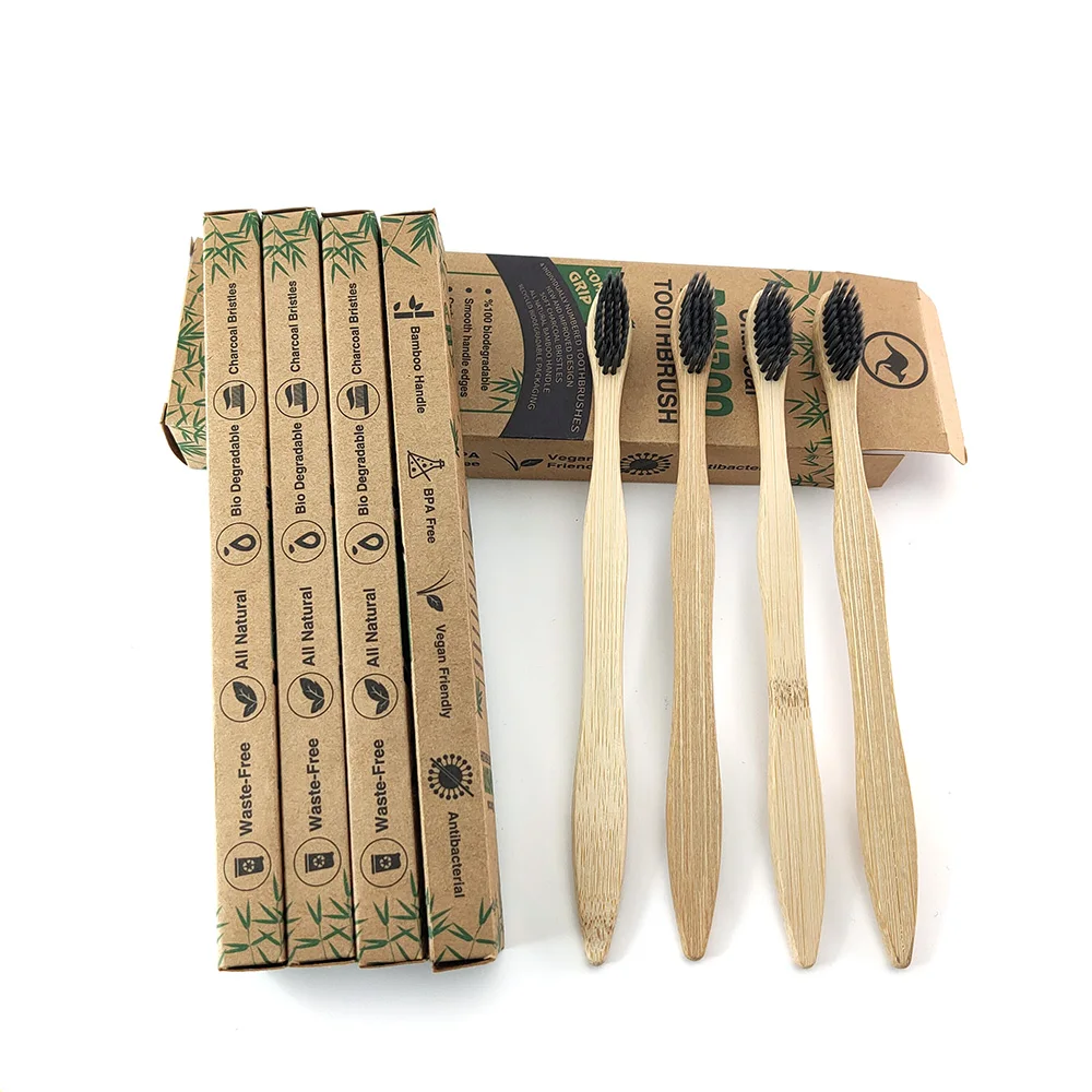 

Natural Pure Bamboo Toothbrush Portable Soft Hair Tooth Brush Eco Friendly Brushes Oral Cleaning Care Tools 4pc suit family