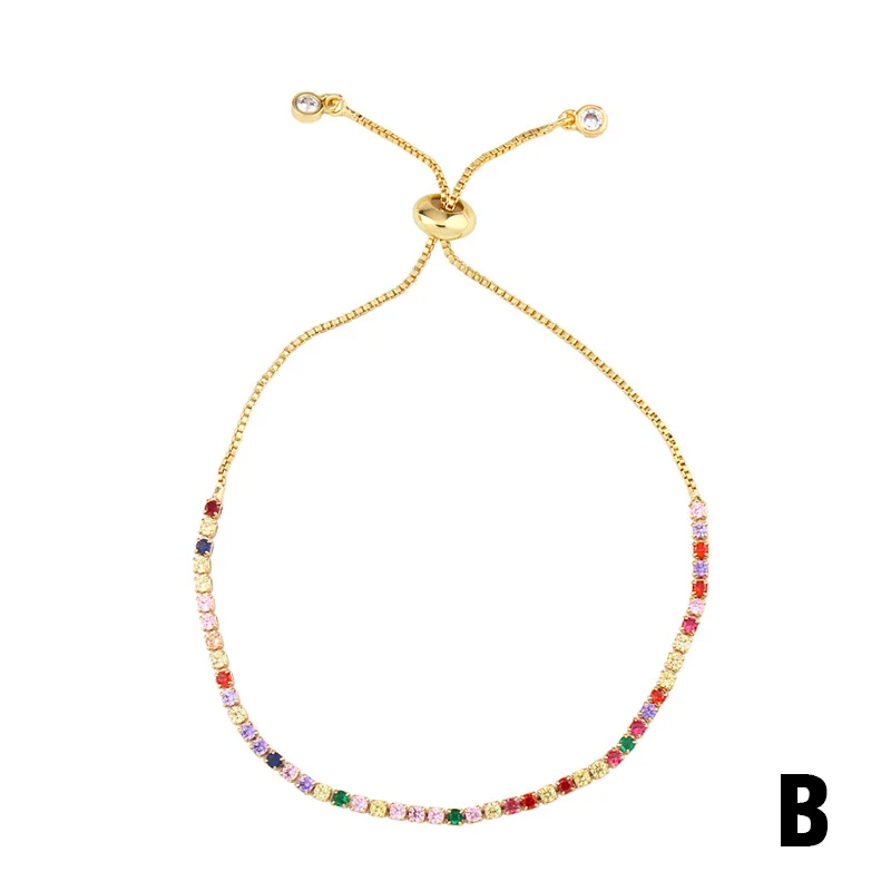

European and American Style Adjustable Bracelet Female Micro-inlaid Shiny Colorful Zircon Female Charm Bracelet Jewelry