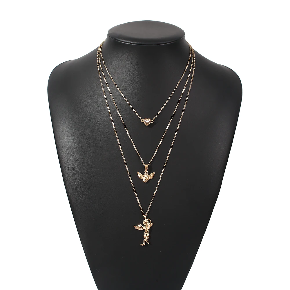 

Fashionable Multi-layer Alloy Pendant Necklace with Angel Love Star Necklace Halloween Sacred Heart InitialCharmsCustomNecklace