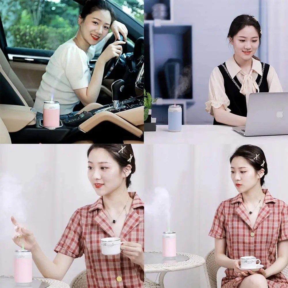 

Creative Can Air Humidifier Ultrasonic USB Flame Lamp Humidifiers Mini Essential Oil Diffuser Car Home Office Mist Maker Fogger