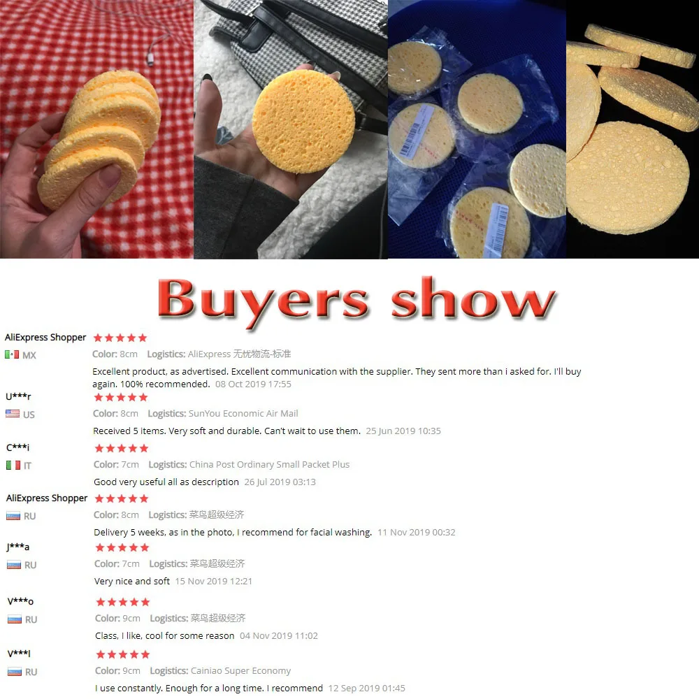 

5/10pcs 6/7/8/9cm Face Round Makeup Remover Tool Natural Wood Pulp Sponge Cellulose Compress Cosmetic Puff Facial Washing Sponge