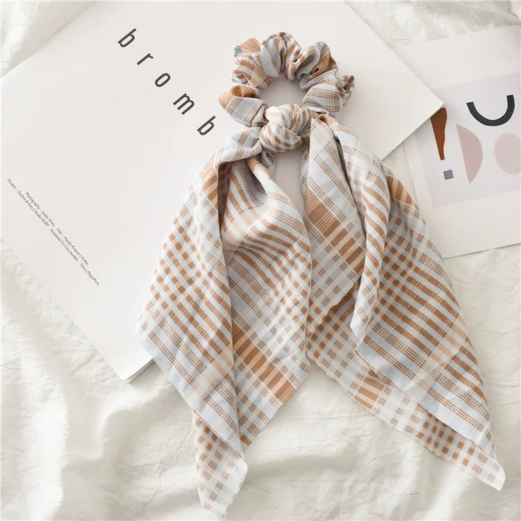 

Free shipping vintage printed long ribbon women hair scrunchies girl's hair bands Ponytail Holder Hair accessories