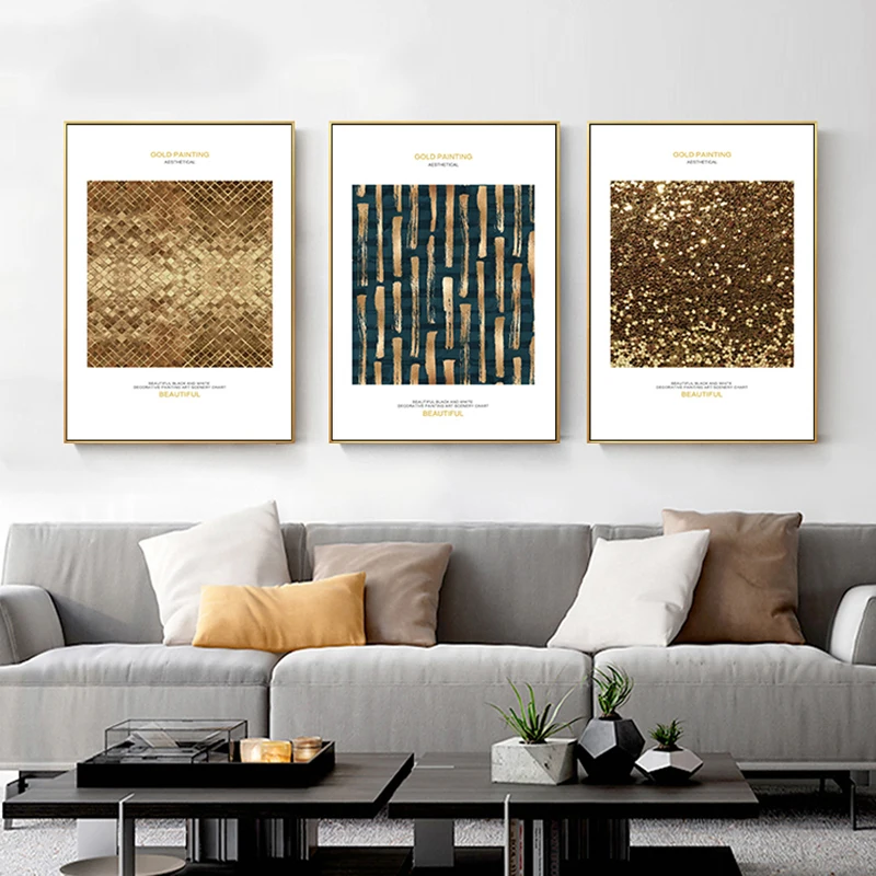 RELIABLI художественная абстрактная Золотая Картина на холсте для дома Настенная