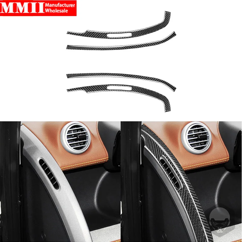 For Benz Smart Fortwo 451 Coupe Cabrio Pure Pulse Passion 2011 2012 2013 2014 2015 Carbon Fiber AC Air Outlet Strips Stcikers