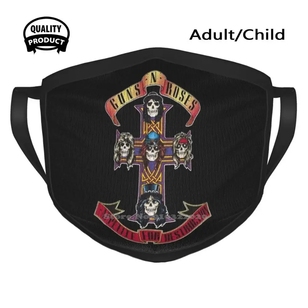 

Guns N Logo Favourite Designer Black Breathable Reusable Mouth Mask Logo Trending Roses Grunge Legendtrending Band Metal 11