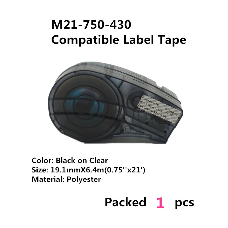 Открытый Совместимость M21-750-430 Черный Прозрачный полиэстер кабель запечатанных лент для Brady BMP21 плюс лаборатории мини принтер для этикеток